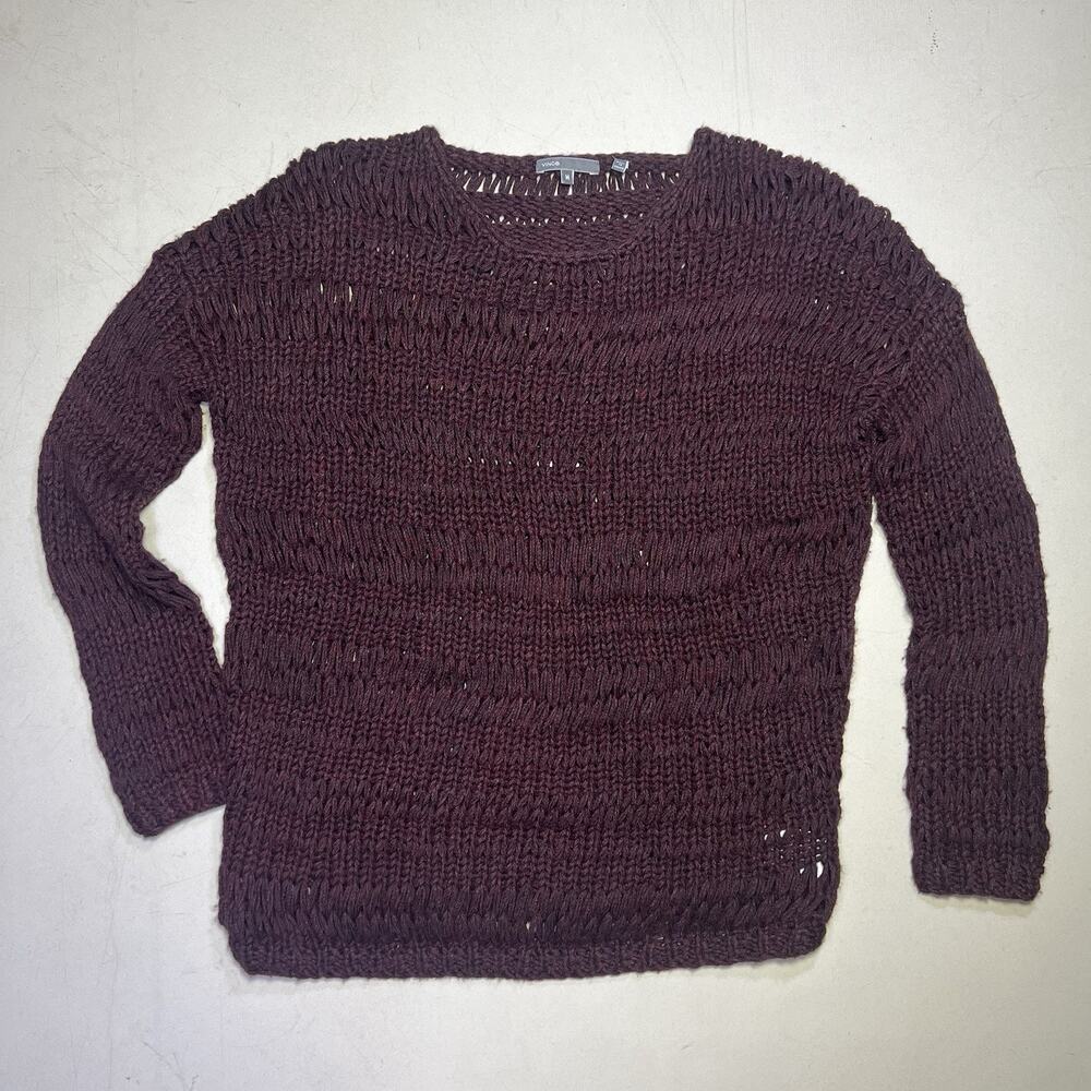 Vince Size Medium Pullover Sweater WOOL Blend Burgundy Maroon Wine Knit Crochet
